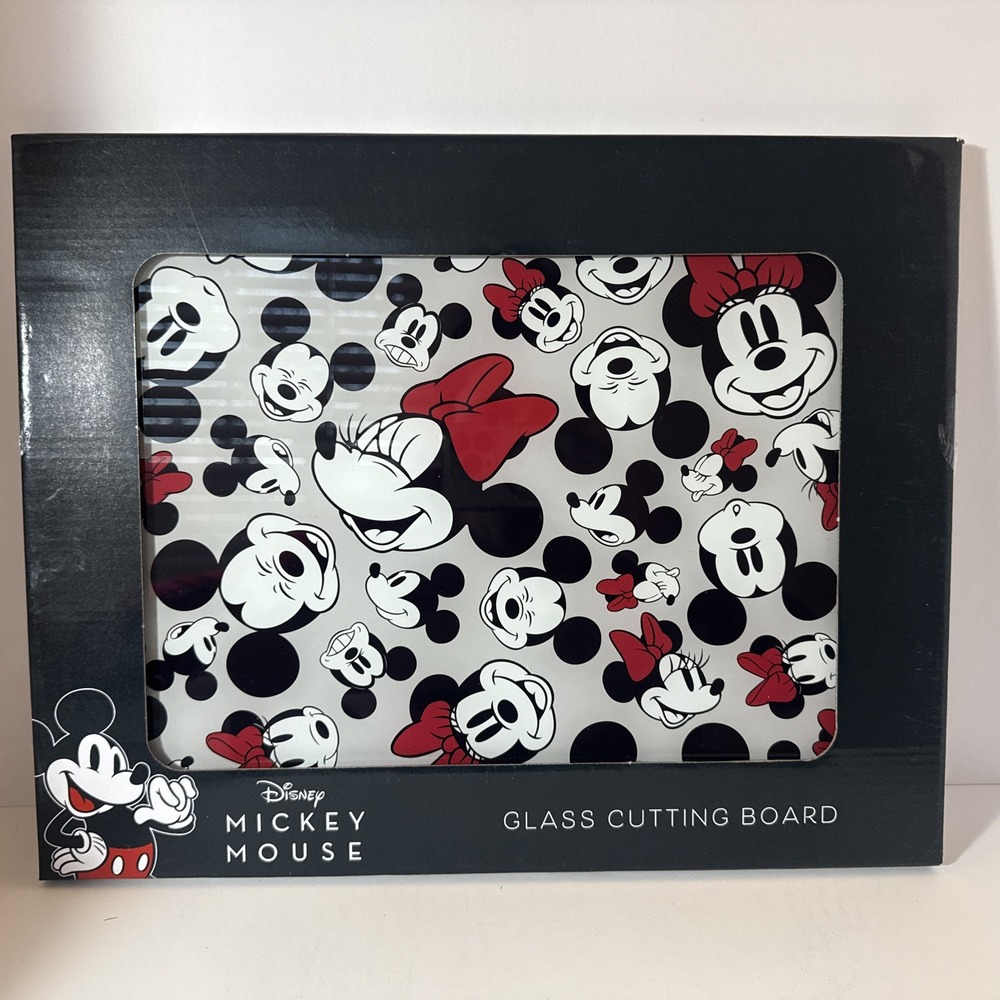 Disney Mickey And Minnie Mouse Glass Cutting Board ‎ 15"x12" NEW IN BOX
